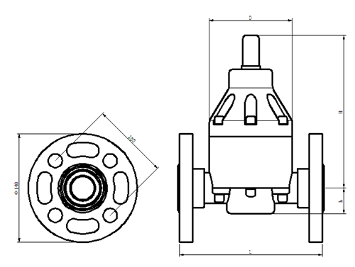 塑料法蘭式背壓閥尺寸圖