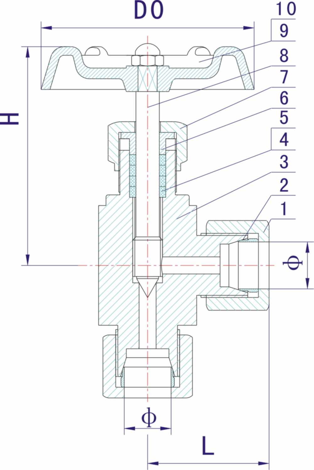 J94W卡套角式針形截止閥